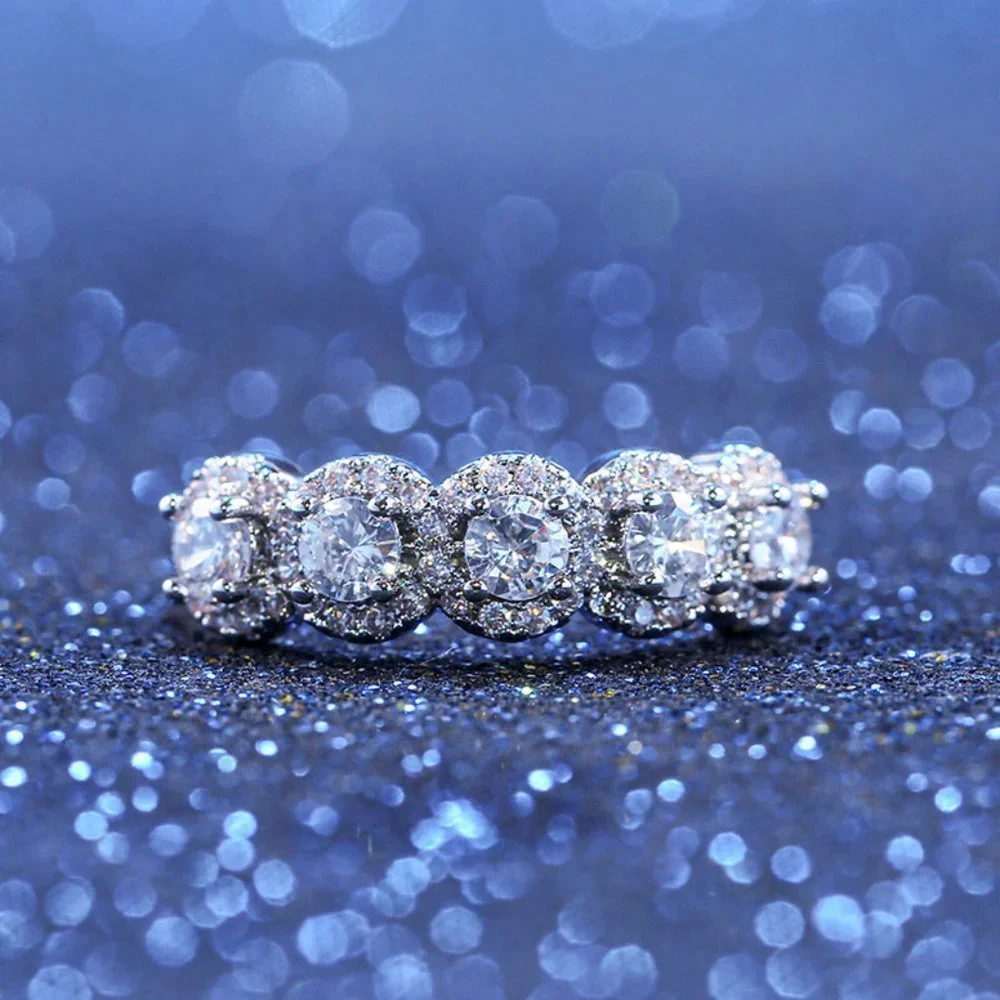 💝 Super Dainty Flower CZ Garland Silver Ring for Women, VIP491